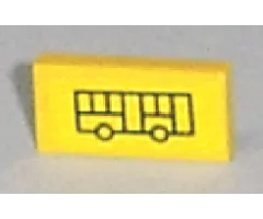 Tile 1 x 2 with Bus Pattern (Sticker) - Set 7641
