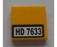 Tile 2 x 2 with Black 'HD 7633' on White Background Pattern (Sticker) - Set 7633