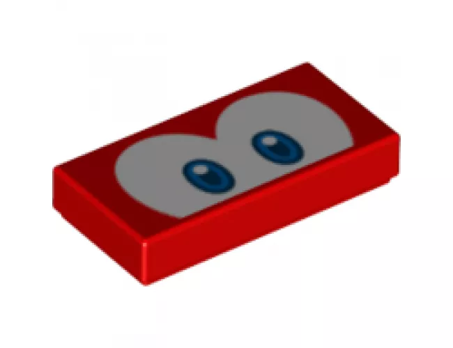Tile 1 x 2 with Blue and Dark Blue Eyes on White Background Pattern (Super Mario Cheep Cheep / Eep Cheep)