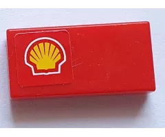 Tile 1 x 2 with Shell Logo Pattern Model Left Side (Sticker) - Sets 8153 / 8155