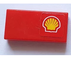 Tile 1 x 2 with Shell Logo Pattern Model Right Side (Sticker) - Sets 8153 / 8155