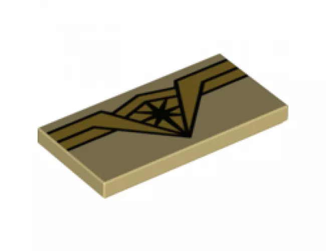Tile 2 x 4 with Wonder Woman Logo with Black Star in Center Pattern