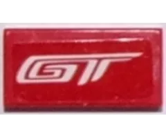 Tile 1 x 2 with White 'GT' Pattern (Sticker) - Set 75881