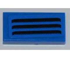 Tile 1 x 2 with Black Grille with 3 Openings Pattern (Sticker) - Set 8197