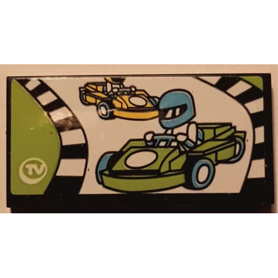 Tile 2 x 4 with Race in TV Pattern (Sticker) - Set 41352