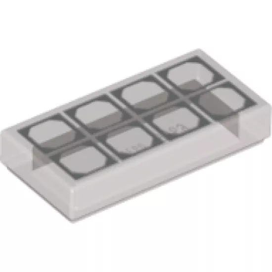 Tile 1 x 2 with 8 Silver Octagon Outlines Pattern