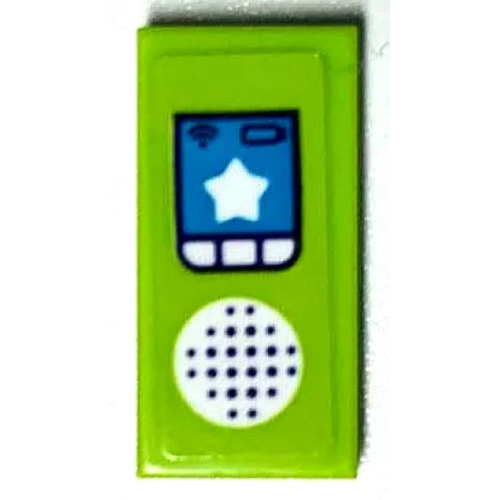 Tile 1 x 2 with CB Radio, Speaker, Buttons and Star Pattern (Sticker) - Set 41339