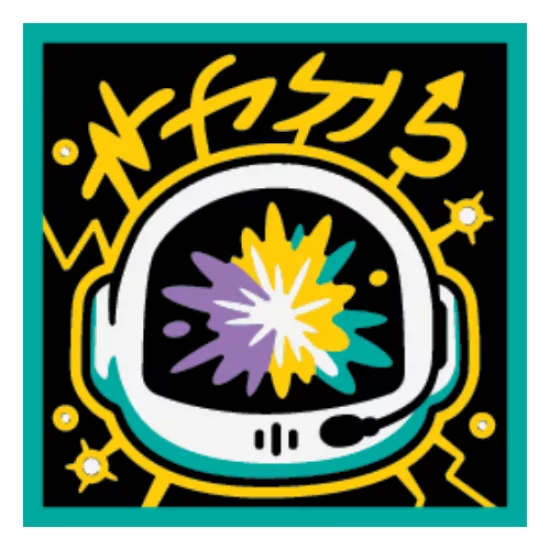 Tile 2 x 2 with BeatBit Album Cover - Space Helmet with Pastel Explosion Pattern