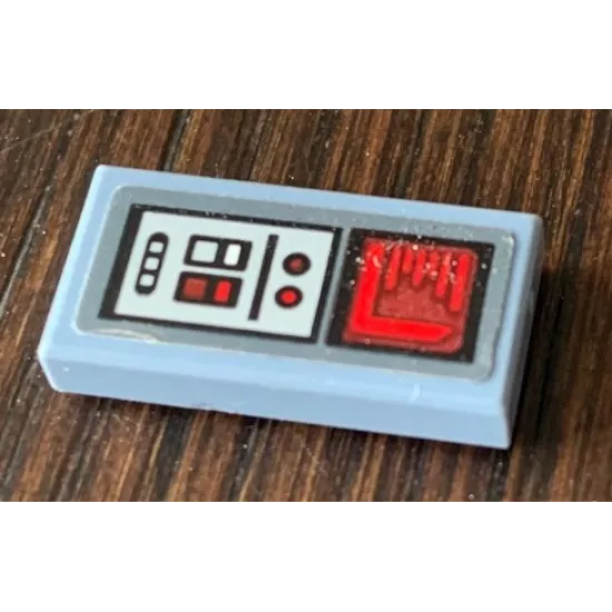 Tile 1 x 2 with SW Control Panel, Red Graph Screen and Buttons Pattern (Sticker) - Set 75154