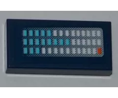 Tile 1 x 2 with Blue, White and Orange Buttons Pattern (Sticker) - Set 6868