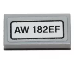 Tile 1 x 2 with 'AW 182EF' Pattern (Sticker) - Set 40196