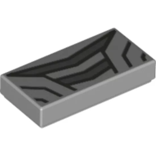 Tile 1 x 2 with Dark Bluish Gray Thick and Thin Lines Pattern