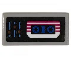 Tile 1 x 2 with Equalizer and Cassette Tape Pattern (Sticker) - Set 70831