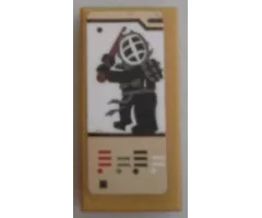 Tile 1 x 2 with Ninjago Game Card with Black Kendo Cole Pattern (Sticker) - Set 70589