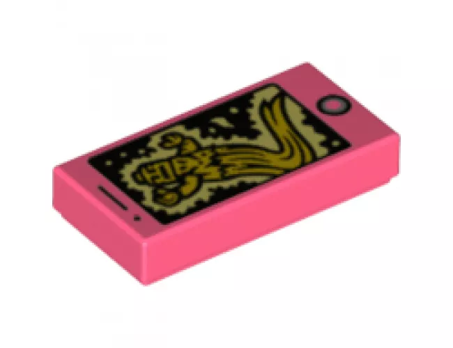 Tile 1 x 2 with Cell Phone / Smartphone and Bright Light Orange Ghost Pattern