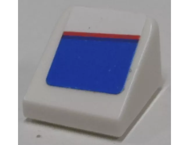 Slope 30 1 x 1 x 2/3 with Red Line on Blue and White Pattern Model Right Side (Sticker) - Set 8125