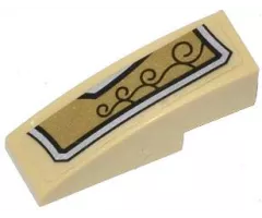 Slope, Curved 3 x 1 with Gold and Silver Armor Plate with 4 Black Swirls Pattern Model Right Side (Sticker) - Set 70123