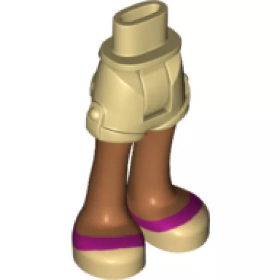 Mini Doll, Legs with Hips and Shorts, Medium Nougat Legs and Magenta Stripe on Tan Shoes Pattern