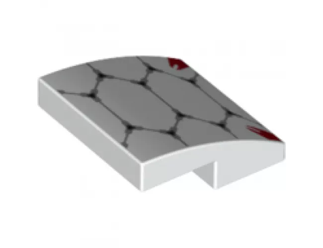 Slope, Curved 2 x 2 with Light Bluish Gray Scale Armor Outlines and Red Highlights Pattern
