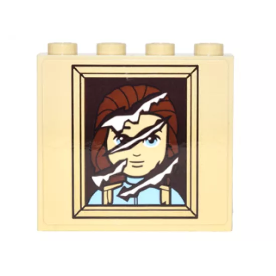Panel 1 x 4 x 3 with Side Supports - Hollow Studs with Beauty and the Beast Prince Portrait with Rips Pattern (Sticker) - Set 41067