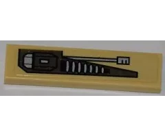 Tile 1 x 4 with Gun Turret Bottom Half Pattern Model Right Side (Sticker) - Set 76001