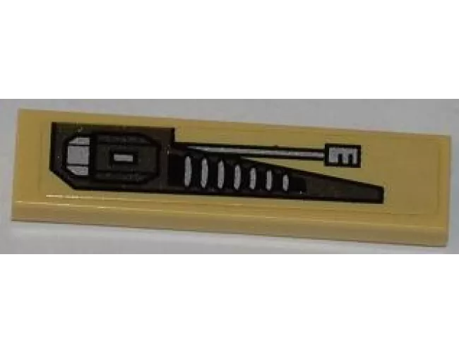 Tile 1 x 4 with Gun Turret Bottom Half Pattern Model Right Side (Sticker) - Set 76001