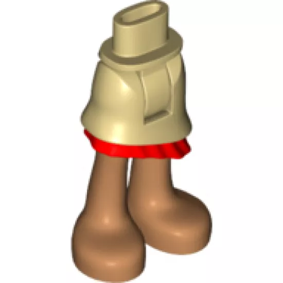 Mini Doll, Legs with Hips and Skirt Asymmetric Layered, Red Ruffle, Medium Nougat Legs and Feet Pattern