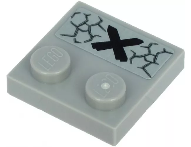 Tile, Modified 2 x 2 with Studs on Edge with Black Cross and Cracks Pattern (Sticker) - Sets 71717 / 71721