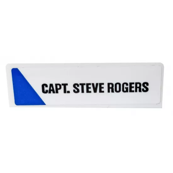 Panel 1 x 4 x 1 with Blue Triangle and 'CAPT. STEVE ROGERS' Pattern Model Right Side (Sticker) - Set 76076