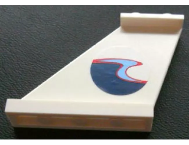 Tail 4 x 1 x 3 with Dark Blue, Medium Blue and Red Wave Pattern on Left Side (Sticker) - Set 4642