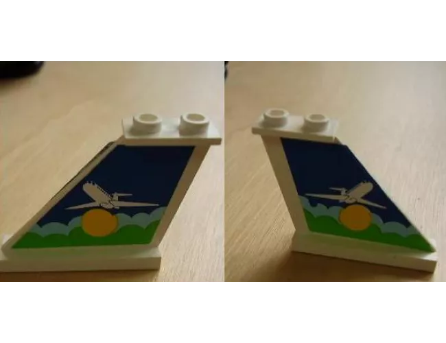 Tail 4 x 1 x 3 with White Airplane over Sun and Clouds Pattern on Both Sides (Stickers) - Set 1818