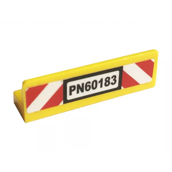 Panel 1 x 4 x 1 with 'PN60183' License Plate and Red and White Danger Stripes Pattern (Sticker) - Set 60183