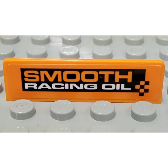 Panel 1 x 4 x 1 with Orange 'SMOOTH' and White 'RACING OIL' on Black Rectangle Pattern (Sticker) - Set 60103