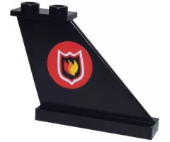 Tail 4 x 1 x 3 with Fire Logo Badge on Red Circle Background Pattern on Right Side (Sticker) - Set 7906