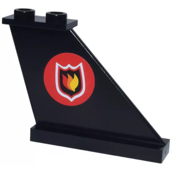Tail 4 x 1 x 3 with Fire Logo Badge on Red Circle Background Pattern on Right Side (Sticker) - Set 7906