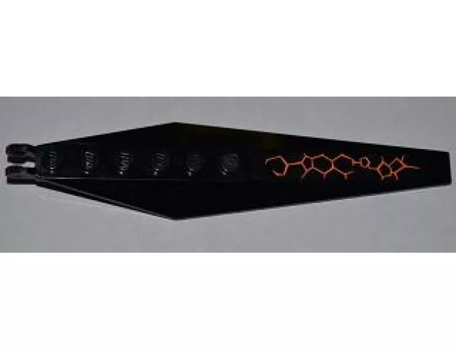 Hinge Plate 3 x 12 with Angled Side Extensions and Tapered Ends with Orange Lines Type 3 Pattern Model Back Left (Sticker) - Set 9444