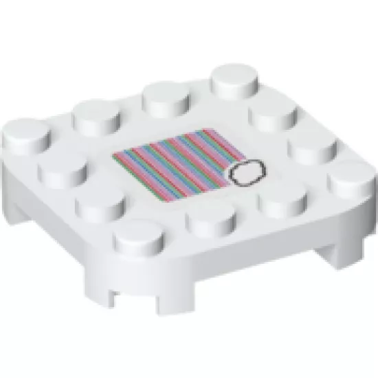 Plate, Modified 4 x 4 with Rounded Corners and 4 Feet with Super Mario Scanner Code Cloud Pattern (Sticker) - Set 71360