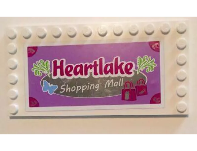 Tile, Modified 6 x 12 with Studs on Edges with 'Heartlake Shopping Mall' Pattern (Sticker) - Set 41058