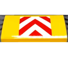 Slope, Curved 2 x 4 x 2/3 with Bottom Tubes with Red and White Danger Chevrons on Yellow Background Pattern (Sticker) - Set 60102