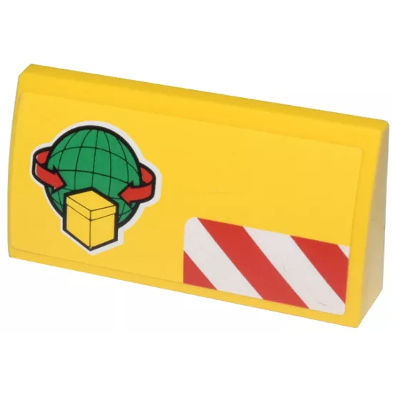 Slope, Curved 2 x 4 x 2/3 with Bottom Tubes with Cargo Logo and Red and White Danger Stripes Pattern (Sticker) - Set 60022