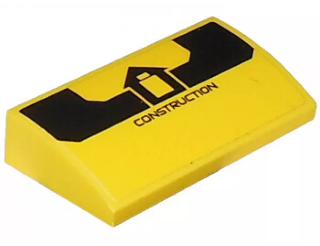 Slope, Curved 2 x 4 x 2/3 with Bottom Tubes with 'CONSTRUCTION' and Building Logo Pattern (Sticker) - Set 60219