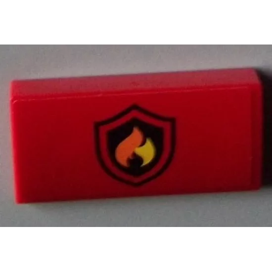 Slope, Curved 2 x 4 x 2/3 with Bottom Tubes with Black and Yellow Fire Logo Badge Pattern (Sticker) - Set 60003