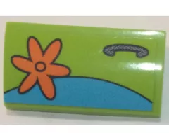 Slope, Curved 2 x 4 x 2/3 with Bottom Tubes with Orange Flower and Door Handle Pattern Model Left Side (Sticker) - Set 75902