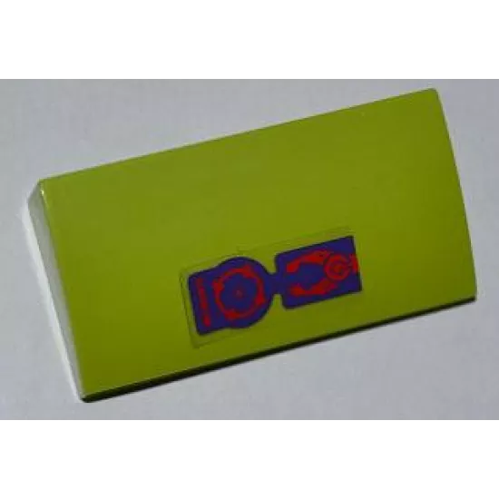 Slope, Curved 2 x 4 x 2/3 with Bottom Tubes with Red Target and Mechanical Claw Pattern (Sticker) - Set 9455