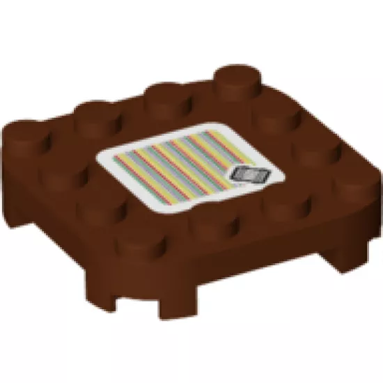 Plate, Modified 4 x 4 with Rounded Corners and 4 Feet with Super Mario Scanner Code Raft Pattern (Sticker) - Set 71383