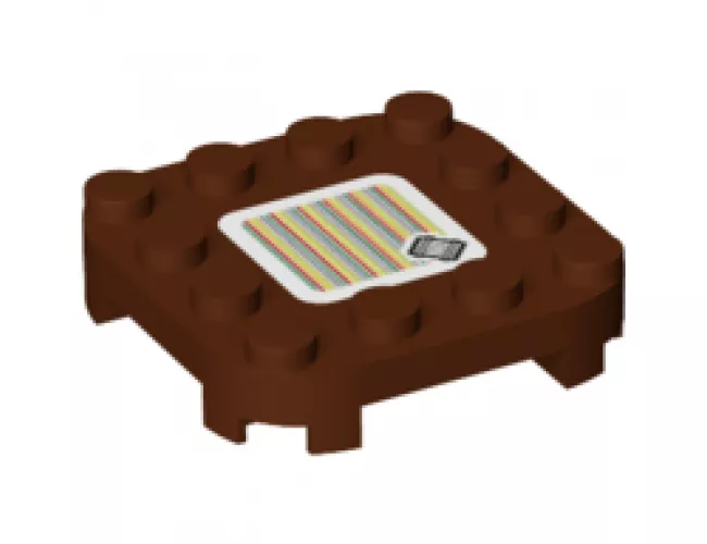 Plate, Modified 4 x 4 with Rounded Corners and 4 Feet with Super Mario Scanner Code Raft Pattern (Sticker) - Set 71383