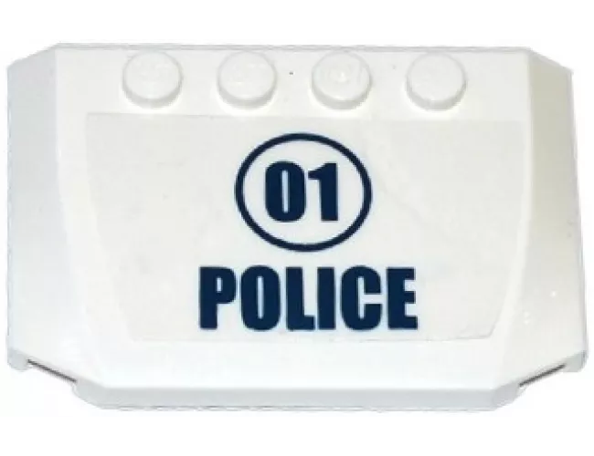 Wedge 4 x 6 x 2/3 Triple Curved with '01' in Dark Blue Circle and 'POLICE' Pattern (Sticker) - Set 60068
