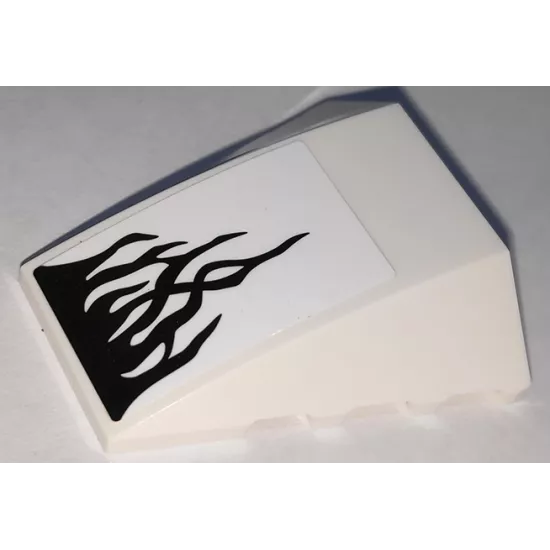 Wedge 4 x 4 No Studs with Black Flames on White Background Pattern (Sticker) - Set 76151