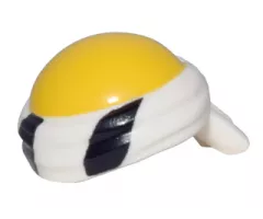 Minifigure, Headgear Bald Head with Yellow Top and Tied Bandana with Black Stripes Pattern