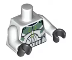Torso SW Armor Clone Trooper with Sand Green Markings Pattern (Clone Wars) / White Arms / Black Hands